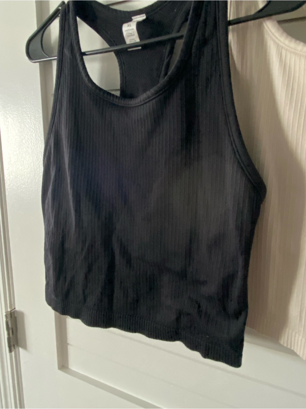 90 Degree Reflex Ribbed Athletic Tank Set Cream and Black Size XL - Picture 2 of 11
